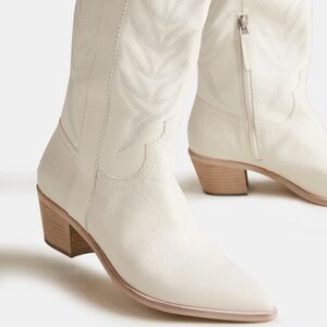 Dolce Vita Embossed Cream Heeled Cowgirl Boots